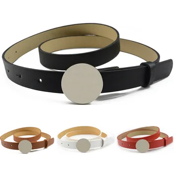 

Ladies Classic Round Buckle Slim Belt Jeans Dress Women Adjustable Waistband HGBLT0349