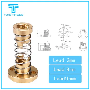 

3D Printer T8 Anti Backlash Spring Loaded Nut Elimination Gap Nut for 8mm Acme Threaded Rod Lead Screws DIY CNC 3D Printer