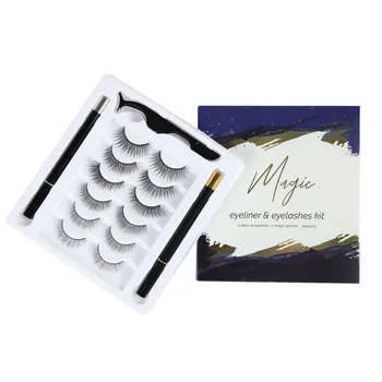 

Handmade Magic Eyelashes Set Long Lasting 3D Fake Mink lashes Waterproof Magic Eyeliner Reusable Eyelashes Makeup Set Lashes