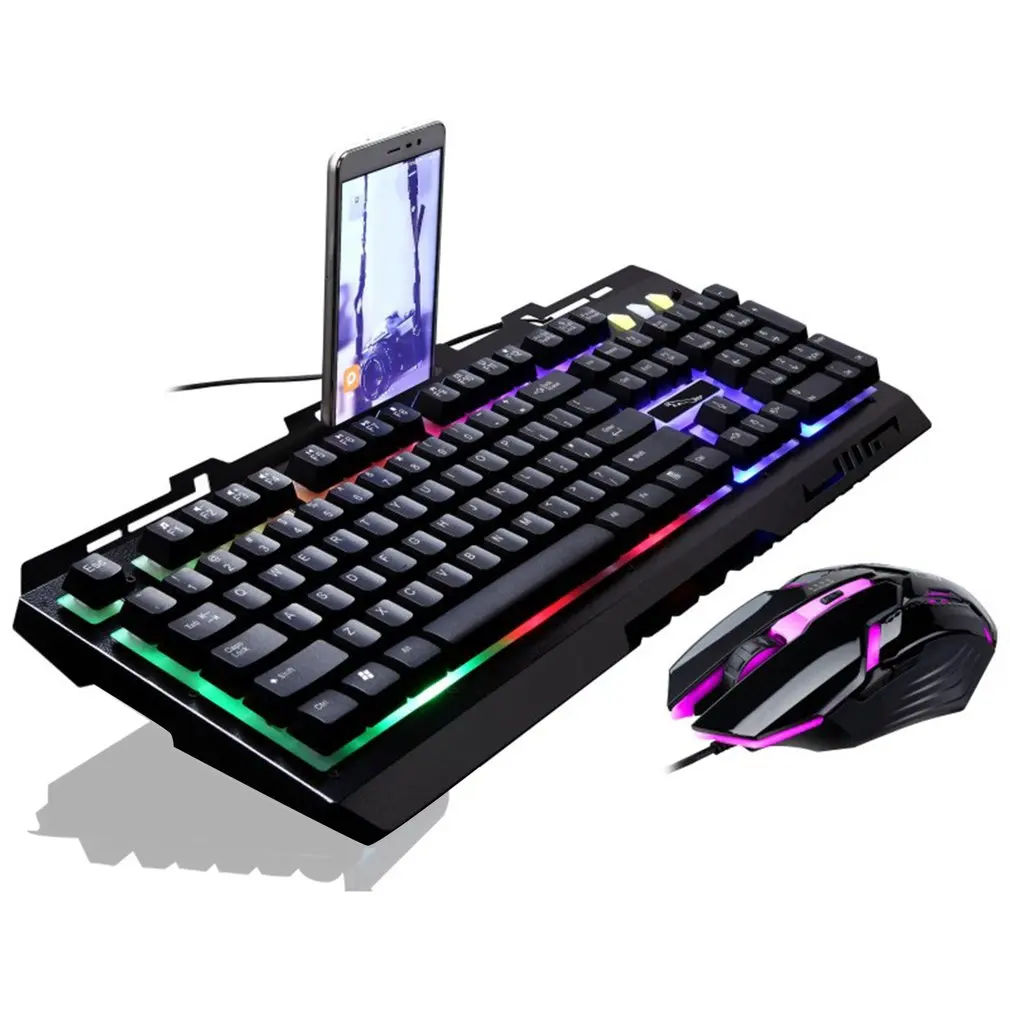 G700 игры световой проводной USB Мышь и клавиатура костюм с радугой Подсветка
