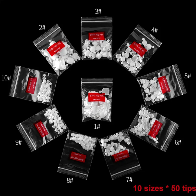 Florvida 500 шт. комплект накладные акриловые накладные ногти поддельные ногти для пальцев ног пластик натуральный прозрачный дизайн для дизайна ногтей маникюрный набор