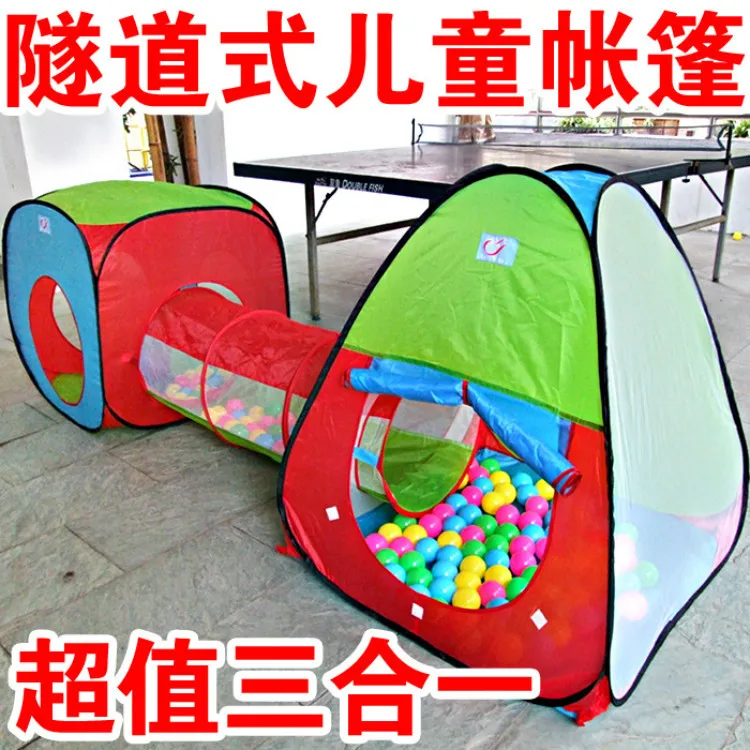 

Children Outdoor Mixed Colors Combined Game Tent Three-piece Set Foldable Children Tent with Tunnel Game House