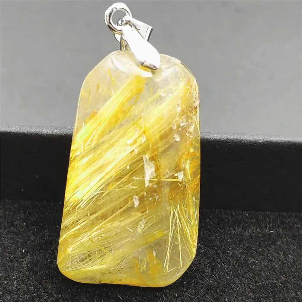 

Natural Gold Rutilated Quartz Titanium Pendant FoX Carved Wealthy Gemstone Reiki Gift 52x33x13mm Crystal Pendant AAAAAA