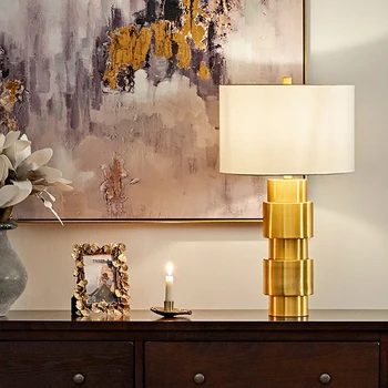 

White Lampshade Metal Cylinder Table Lamp For Living Room Bedroom Office Design Decor Desk Lamps Fabric Metal Led Luminaire