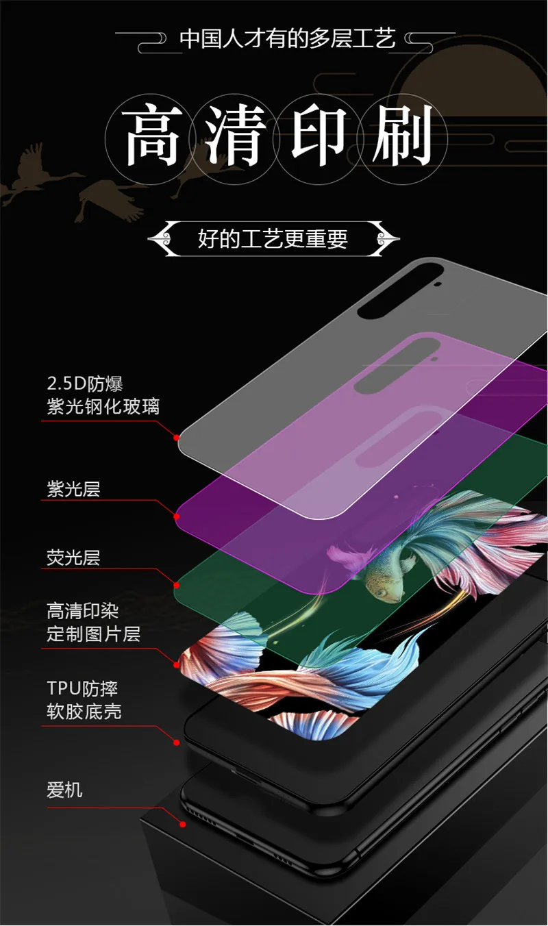 Светящийся чехол для OPPO Realme XT чехол 6," светящаяся задняя крышка из закаленного стекла чехол для OPPO Realme XT X2 чехол силиконовый чехол для телефона