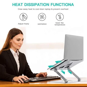 

Aluminum Alloy Non Slip Hollow Accessory Foldable Portable Hands Free With Heat Vent Ergonomic Adjustable Height Laptop Stand