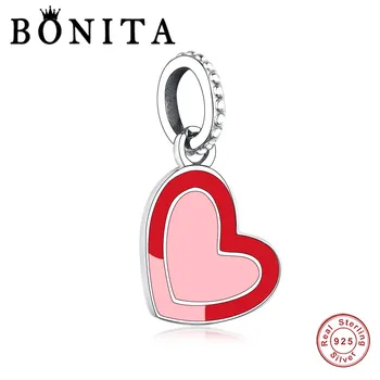 

Original 925 Sterling Silver Red Heart Dangle Charm Fit Original Pan Charms Bracelet Necklace Beads Berloque Women Jewelry