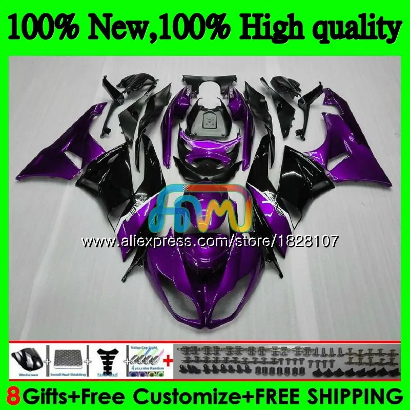 Корпус для KAWASAKI ZX636 ZX600 ZX-6R ZX 6R ZX 636 600CC фиолетовый черный 9BS. 58 ZX-636 ZX6R 09 10 11 12 2009 2010 2011 2012 обтекатель