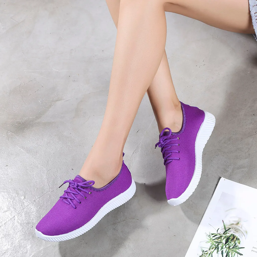 Women Sneakers Outdoor Solid Round Toe Breathable Loafers Soft Leisure Flat Running Shoes Sports Shoes Light Bottom Shoes#1007