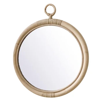 

Rattan Wall Mirror Decor Maison Nordic Korean Japan Style Vintage Handmade Home Hanging Decor Round Make Up Mirrors