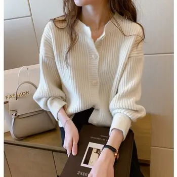

COIGARSAM Knitting Shirt Womens tops New Spring Single Breasted O-Neck Women shirts White Pink Purple Red 8126