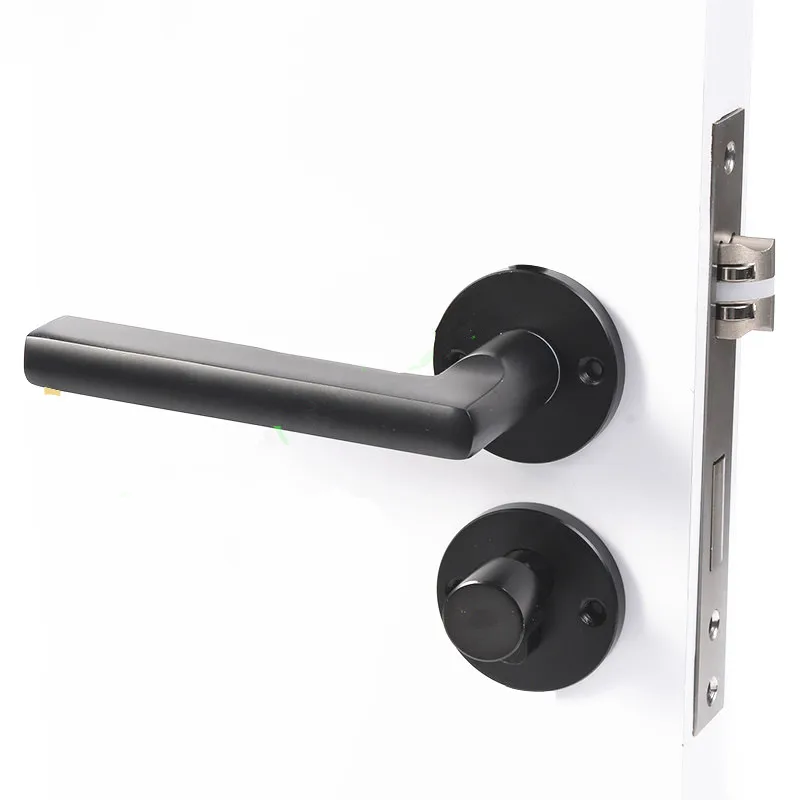 Black Space Aluminum Door Handle Interior / Bedroom Door Lock Split