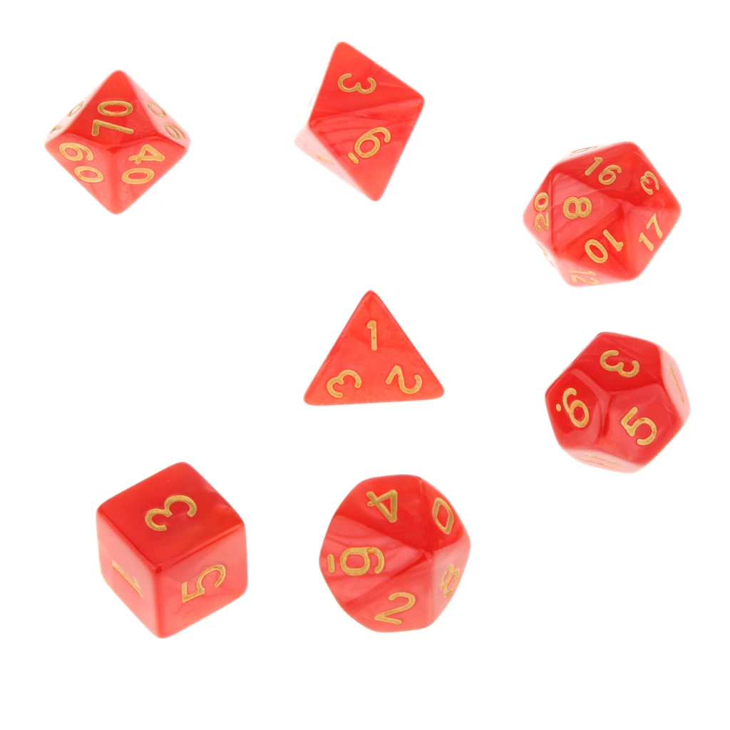 7pcs TRPG Games Parts D&D Gaming Dices D4-D20 Acrylic Dices 6 Colors Available