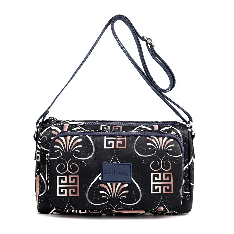 Women Waterproof Nylon Shoulder Bag Female Flower Fashion Solid Color Zipper Crossbody Bag Ladies Tote Travel Bag