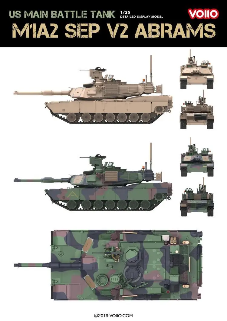 VOIIO 01101 1/35 M1A2 SEP V2 ABRAMS Американский основной боевой танк детальная Модель дисплея
