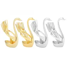 Кухонный Органайзер изысканный Лебедь из нержавеющей стали-образный вилка держатель ложки с 6 вилками аксессуары для посудомоечной машины