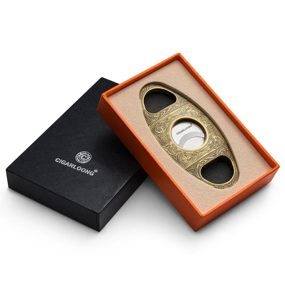 CIGARLOONG Cigar Cutter Stainless Steel Metal Classic Cutter Guillotine With Gift Box Cigar Scissors Portable Cigar Cutter