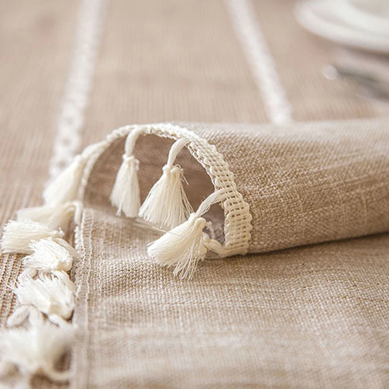 Simple Tassel Table Cloth Waterproof Stripe Tablecloths mantel mesa cotton tablecloth Dining Table Cover coffee table cloth 2020