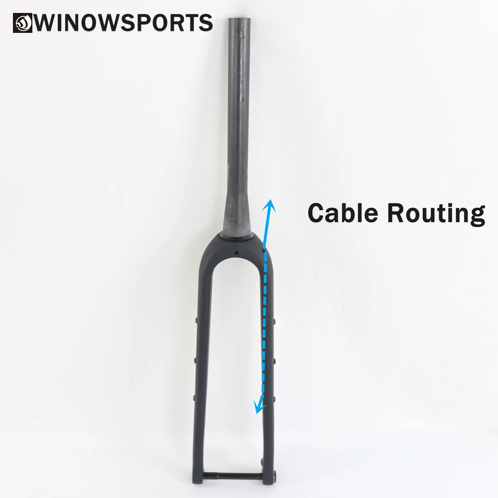 Winowsports 100*12mm hidden external cable carbon gravel bike fork Rake 50mm offset max tire 700*45C disc brake gravel fork