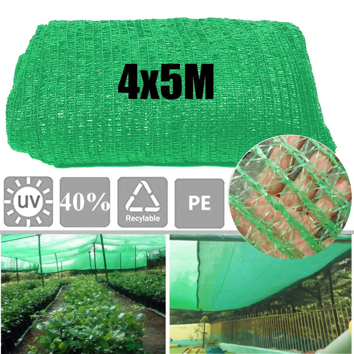

5*4M Sunshade Net Cloth for Garden Plant Greenhouse Outdoor Sunblock Anti-UV Vegetable Fruit Tree Barn Sunscreen 40% Sunshade