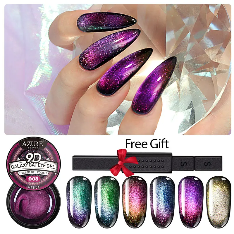 

Lacheer 7Pcs/Lot Galaxy Cat Eye Nail Gel Long Lasting Chameleon Gel Nail Soak Off UV/LED Cured By Lamp Need Black Coat