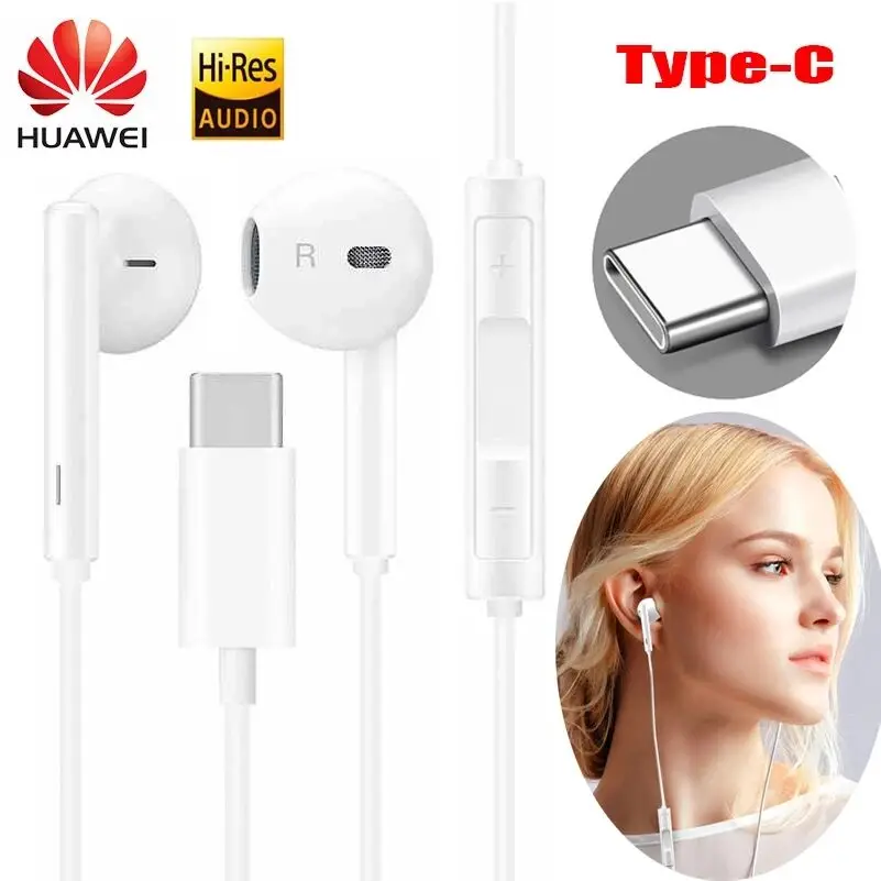 Huawei классические наушники CM33 в ухо type-C разъемы гарнитура с управлением стерео для телефонов huawei mate 10 P20 Pro Honor 9 10