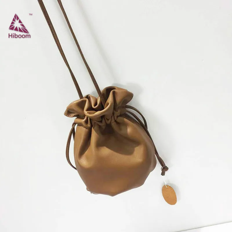 

Hiboom 2019 New Leather Slant Women's Bag Cute Drawstring Small Blessing Bag Leather Mini Fortune bag