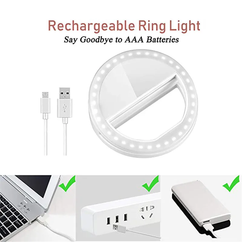 LED мобильный телефон объектив селфи кольцо вспышка заполняющее лампа Фото Видео