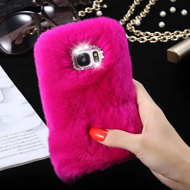 rose red LLZ. COQUE пушистый чехол для samsung Galaxy A10 A10e A20 A20e A3 A30 A40 A50 A6 A6 A70 A8 J3 J4 J5 J6 плюс кролик чехлы - Цвет: rose red