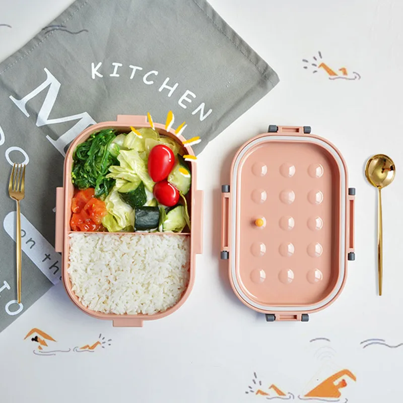 Здоровая Детская школьная силиконовая коробка для ленча крышка Bento Ланчбокс микроволновая печь контейнеры для еды с отделениями 1000 мл