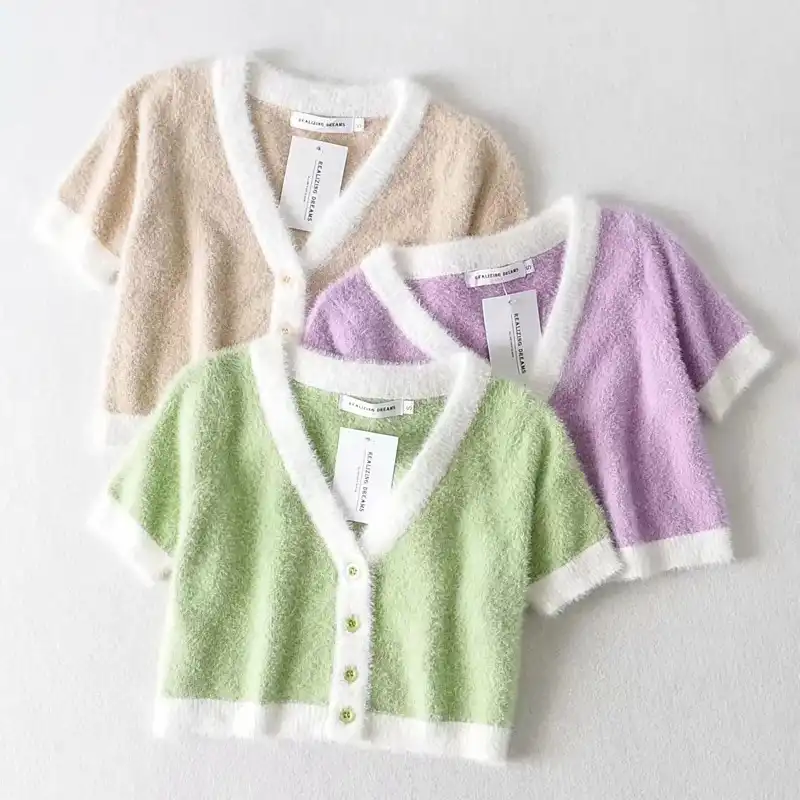 short sleeve fluffy jumper