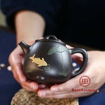 

Yixing Zisha Teapot Purple Clay Teapots Handmade Yuqu Gaoshipiao 230cc