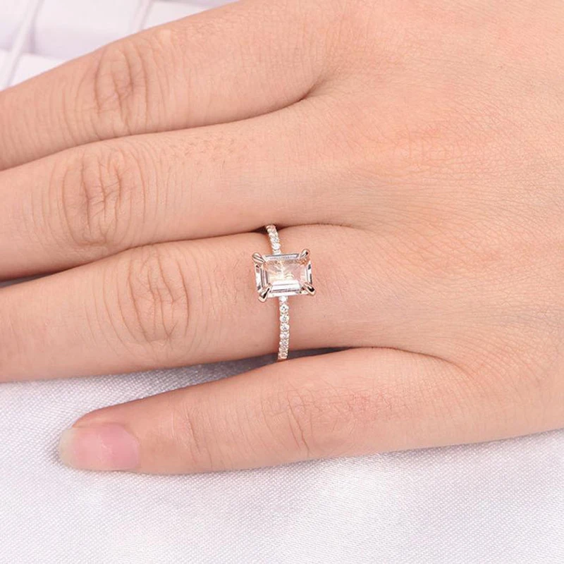YOBEST элегантное циркониевое кольцо украшение розовое золото цвет бледно-палевый фианит обручальное кольцо для женщин