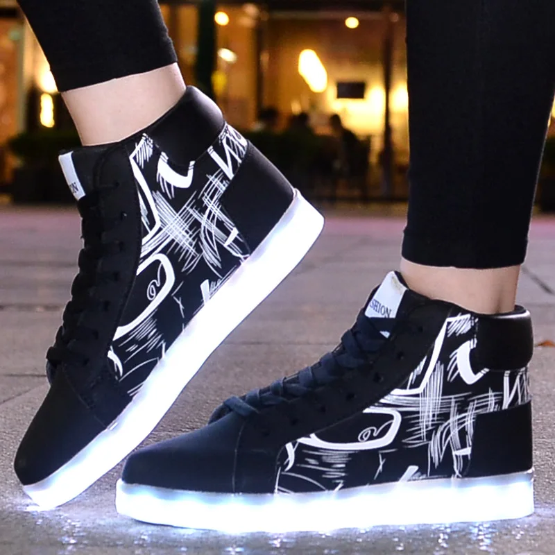 Light-up-Unisex-led-sneakers-black-Women-men-led-shoes-high-top-shoes-Luminous-sneakers-with