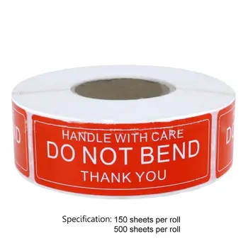 

Red Warning Sticker Fragile Handle With Care DO NOT BEND 2.5x7.5cm Transport Packaging Remind Labels 150/500pcs/roll