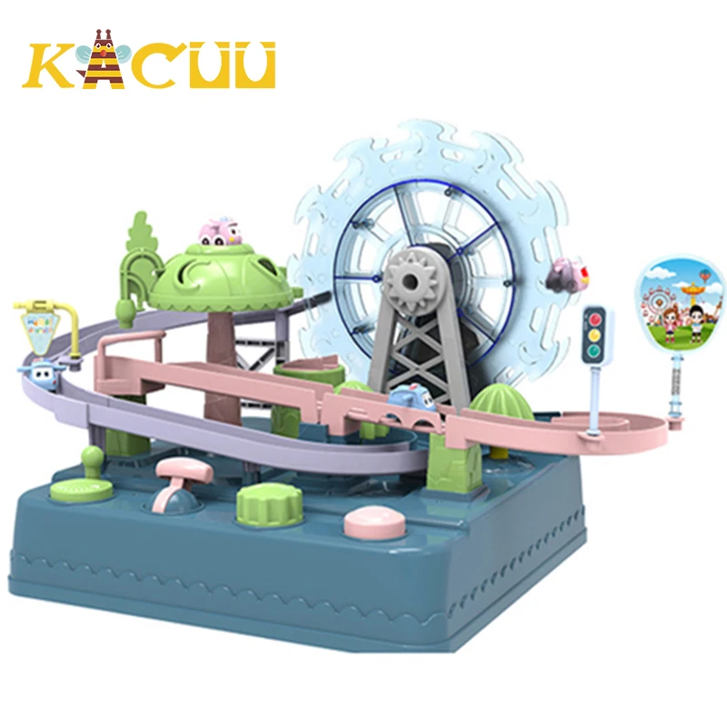 

Track Toy DIY Race Run Track Building Kids Ferris wheel Manual Adventure Rail Car Track Toys Baby Adventure Toy For Children Gif