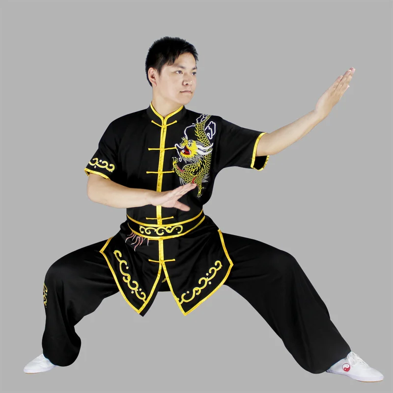 Свободная одежда ушу форма для ушу костюм кунг-фу Униформа Одежда Форма для единоборств китайский воин костюм упражнения - Цвет: Черный