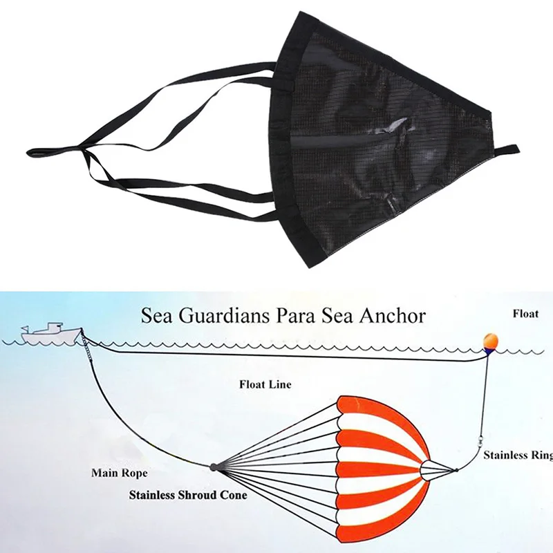 60cm Sea Drogue Anchor Float Marine Kayak Drift Anchor 15-30ft Rowing Sock Brake Boat Fishing Canoe Mounchain