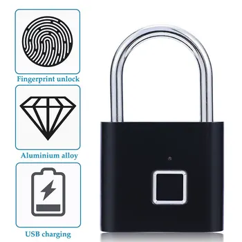 

Towode Keyless USB Rechargeable Door Lock Fingerprint Smart Padlock Quick Unlock Zinc alloy Metal Self Developing Chip