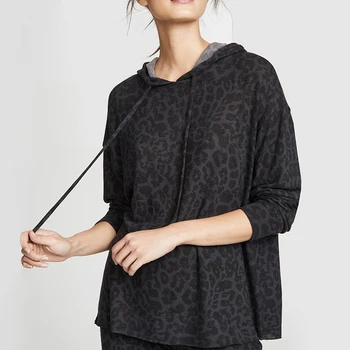 

Women Fashion Leopard Knitted Sweater Winter 2019 Long Sleeve Female Pullovers Casual Hooded Tops