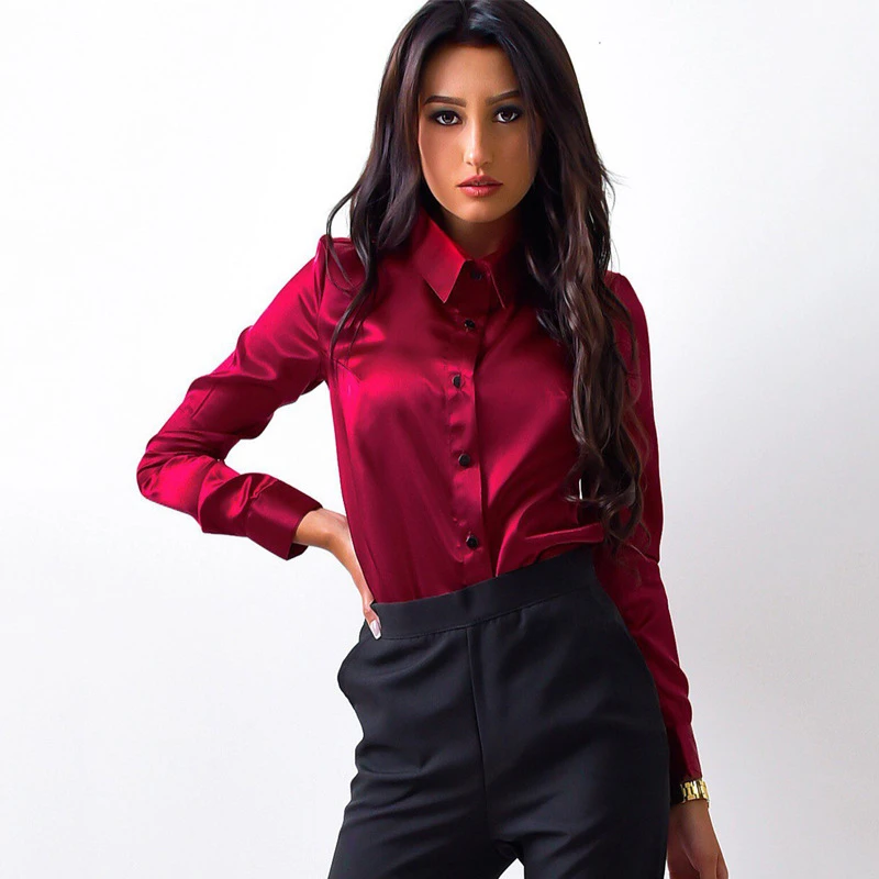 red formal blouse