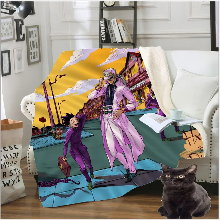 Одеяло JoJo в стиле Необычные приключения модное Флисовое одеяло с 3D принтом аниме