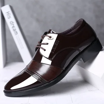

2020 New Quality Cow Leather Men's Shoes Soft Man Dress Shoes Extra size 45 46 47 Point Toe Man Split Leather Shoes