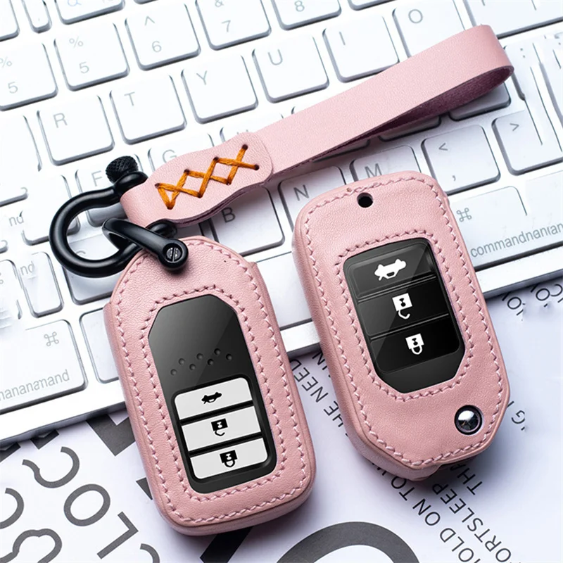 

Leather key case fro car For Honda Civic Accord Pilot HR-V CXV CR-V HR-V Agreement Jade Crider Odyssey 2015-2018 car accessories