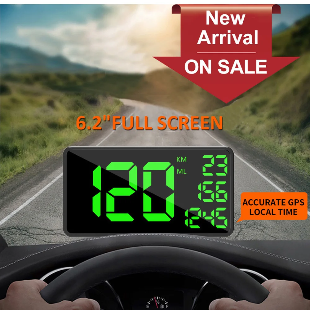 Car Display GPS HUD Large Screen Universal Mileage Measuring Speed Meter C1090 adjust time zone