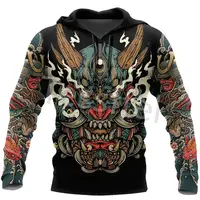 Tessffel Japan Samurai Tattoo 3D Printed New Men's Sweatshirt Harajuku Zipper Hoodie Casual Unisex Jacket Pullover Style-2 1