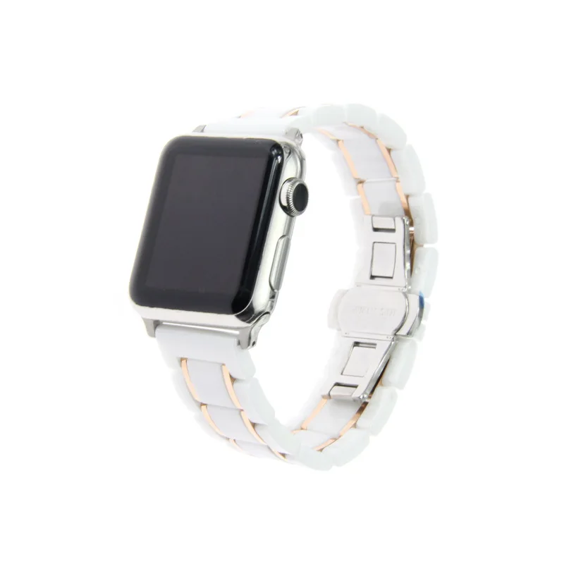 Для apple samsung S4 huawei apple watch iwatch 3 4 поколения из пяти бусин, керамические Ремешки для наручных часов из нержавеющей стали 20 мм 22 мм 24 мм
