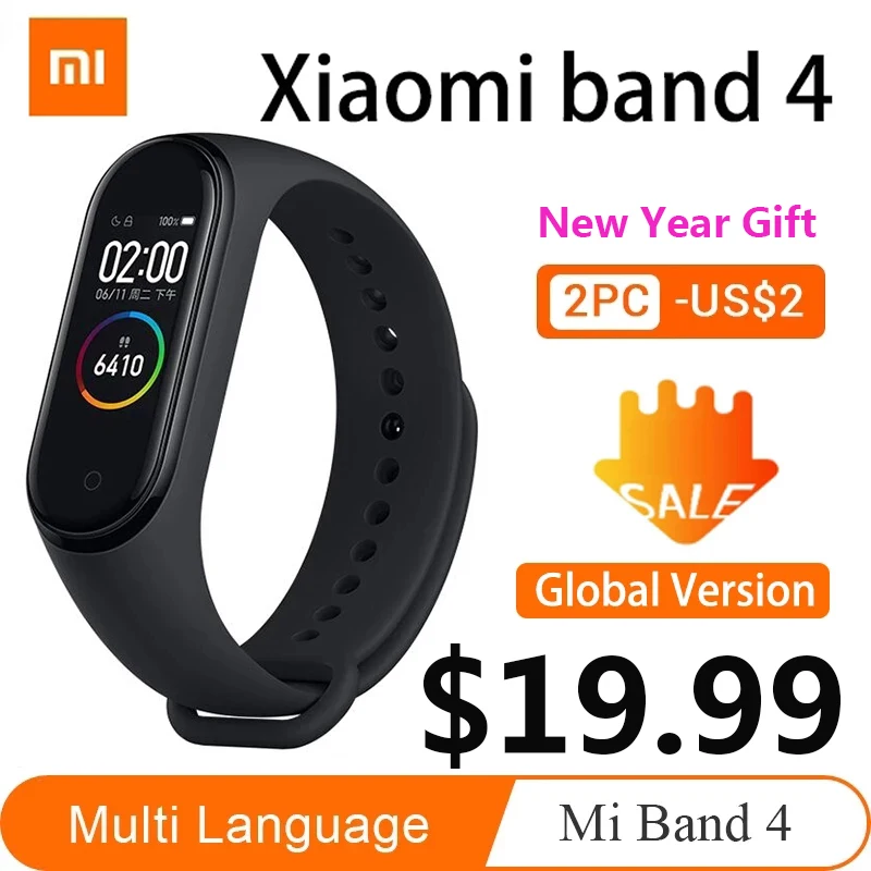 Xiaomi Mi Band 4 оригинальный новейший браслет Miband 3 цвета пульсометр фитнес 135 мАч