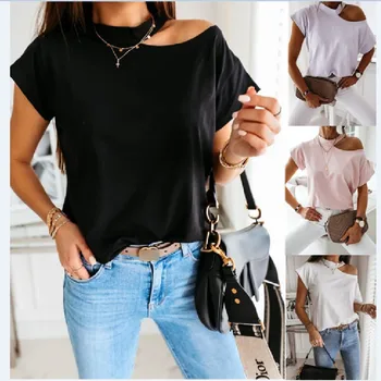 

Women Sexy Harajuku Off shoulder T-shirt Short Sleeve Top Casual Women T-shirt Summer Tee Tops Fashion T-shirt 2020 Streetwear
