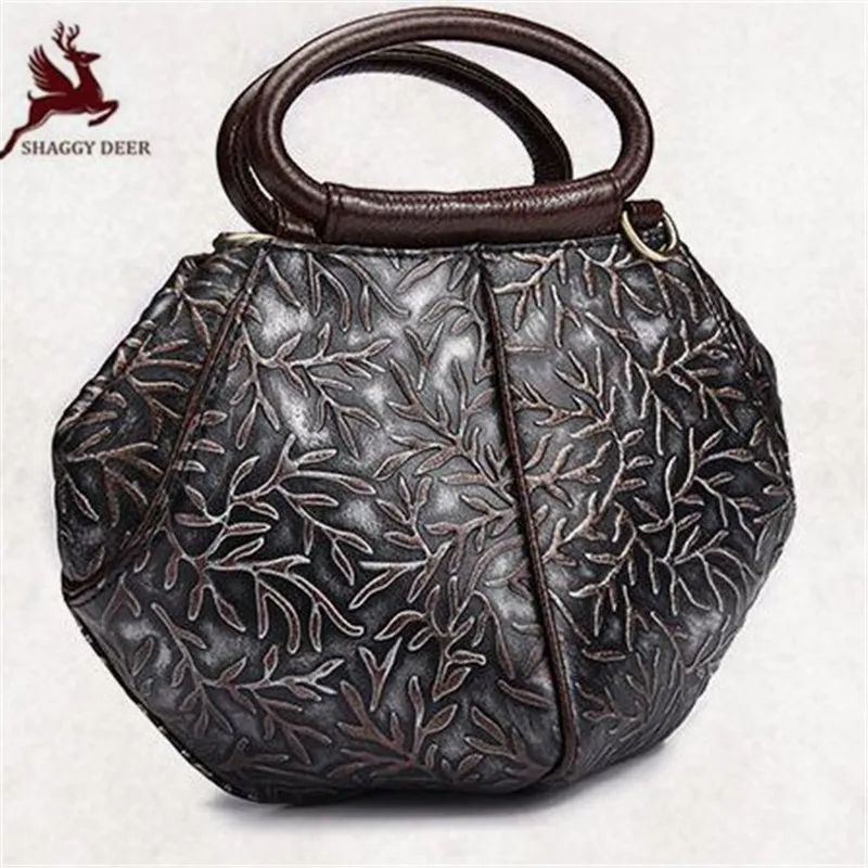 

Luxury Brand Designer Genuine Leather Women Handbags Hand-polished retro leisure embossed postman bag